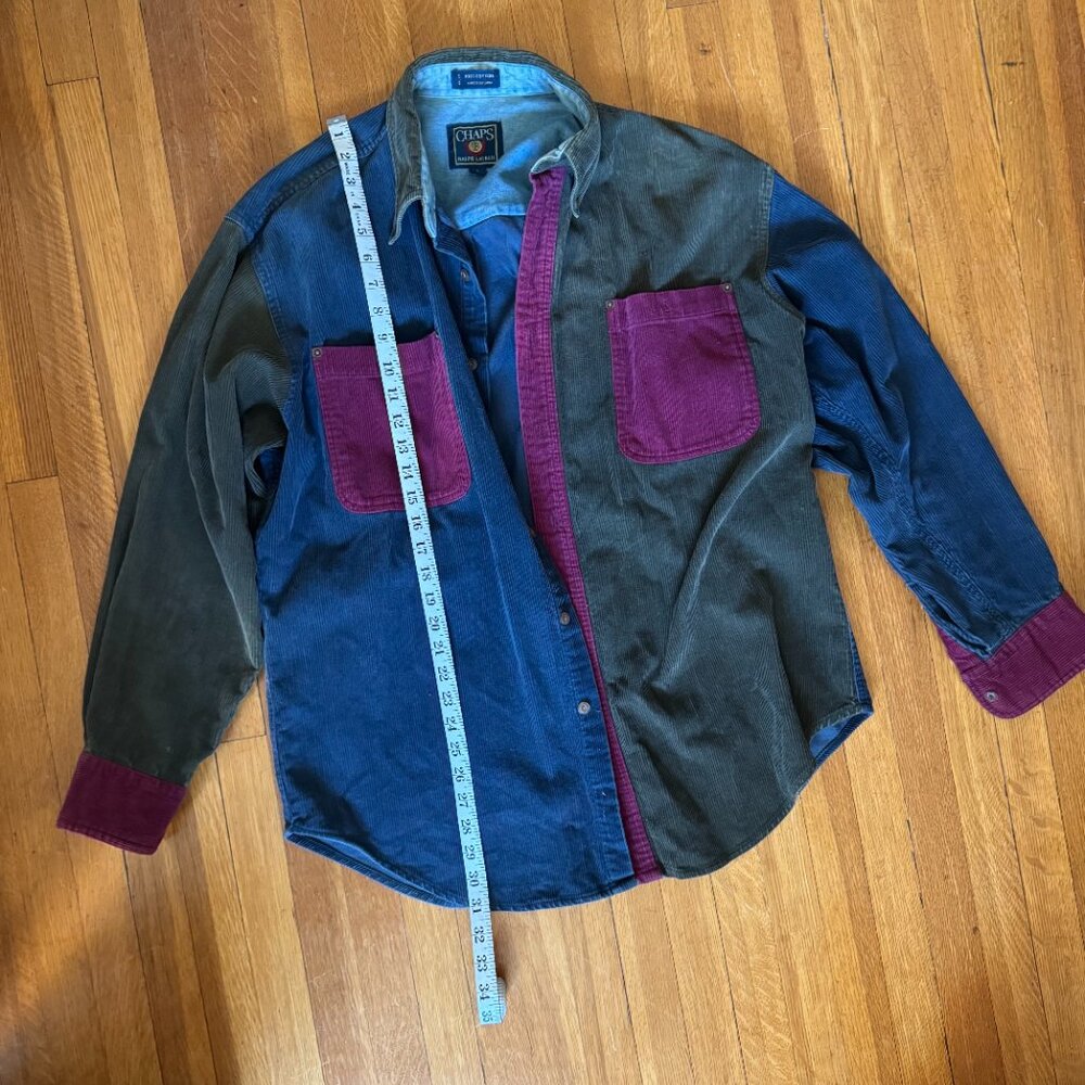 Ralph Lauren Chaps Color Block Corduroy Shirt Size Large
